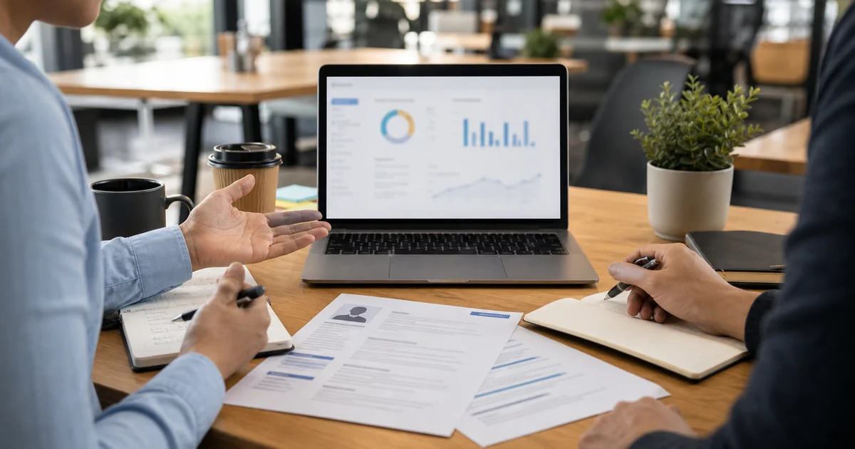 Professionnels analysant des CV et des données sur ordinateur pour illustrer l’impact de l’IA sur l’emploi en 2026